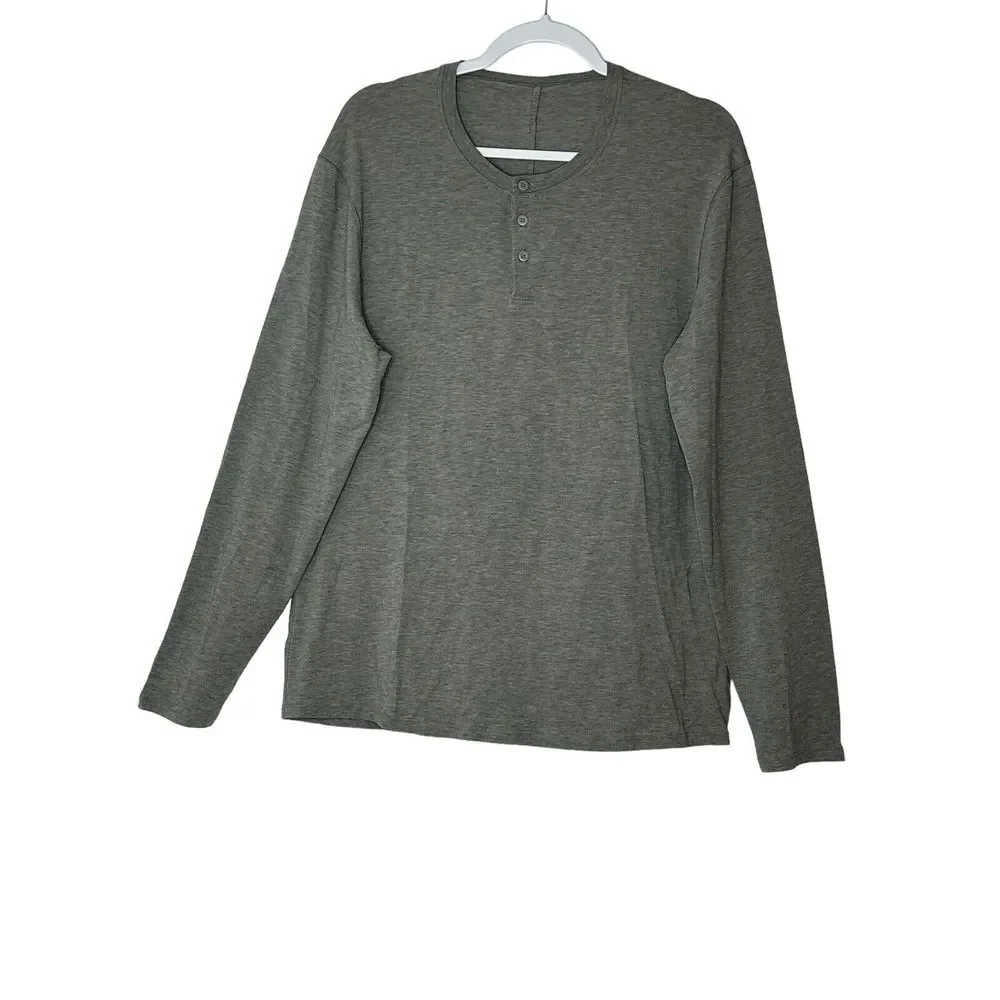Lululemon Shirt  Mens Medium‎ Long Sleeve Gray Stretch Athletic Gym Outdoor
